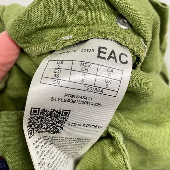 Guess Green Linen Drawstring Casual Pants Womens S Straight Leg Pull On Stretch - Picture 10 of 12